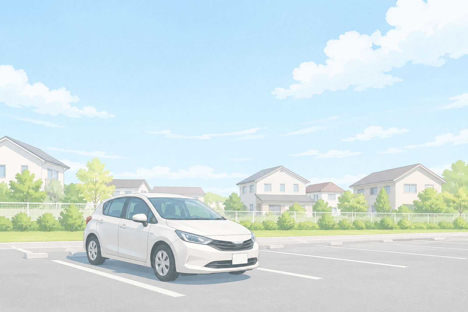 住宅地の駐車場に停まる車庫証明をイメージした車両（姫路・神戸対応）
